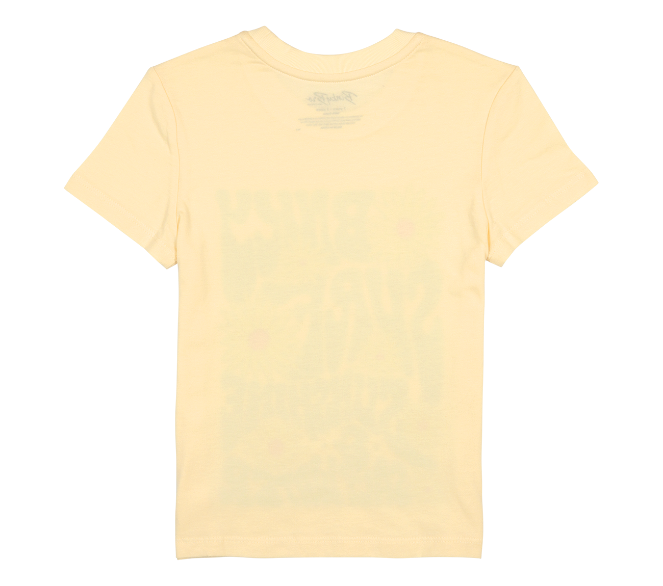 Light yellow kids' t-shirt featuring a playful "Surf & Sun" graphic, perfect for active outdoor adventures.