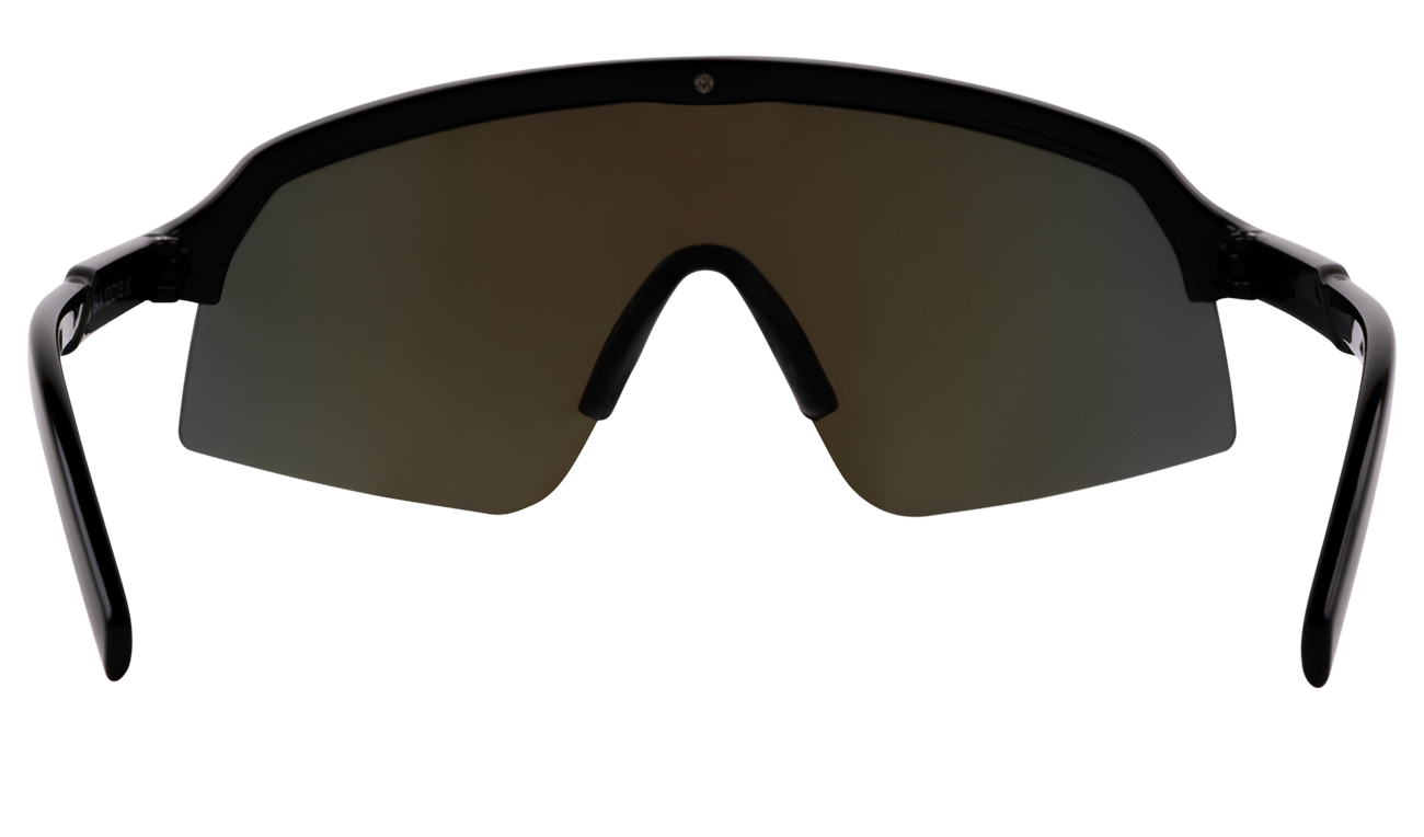Sleek black Junior Baja sunglasses featuring a large, curved lens and stylish frame for kids. Ideal for outdoor adventures.