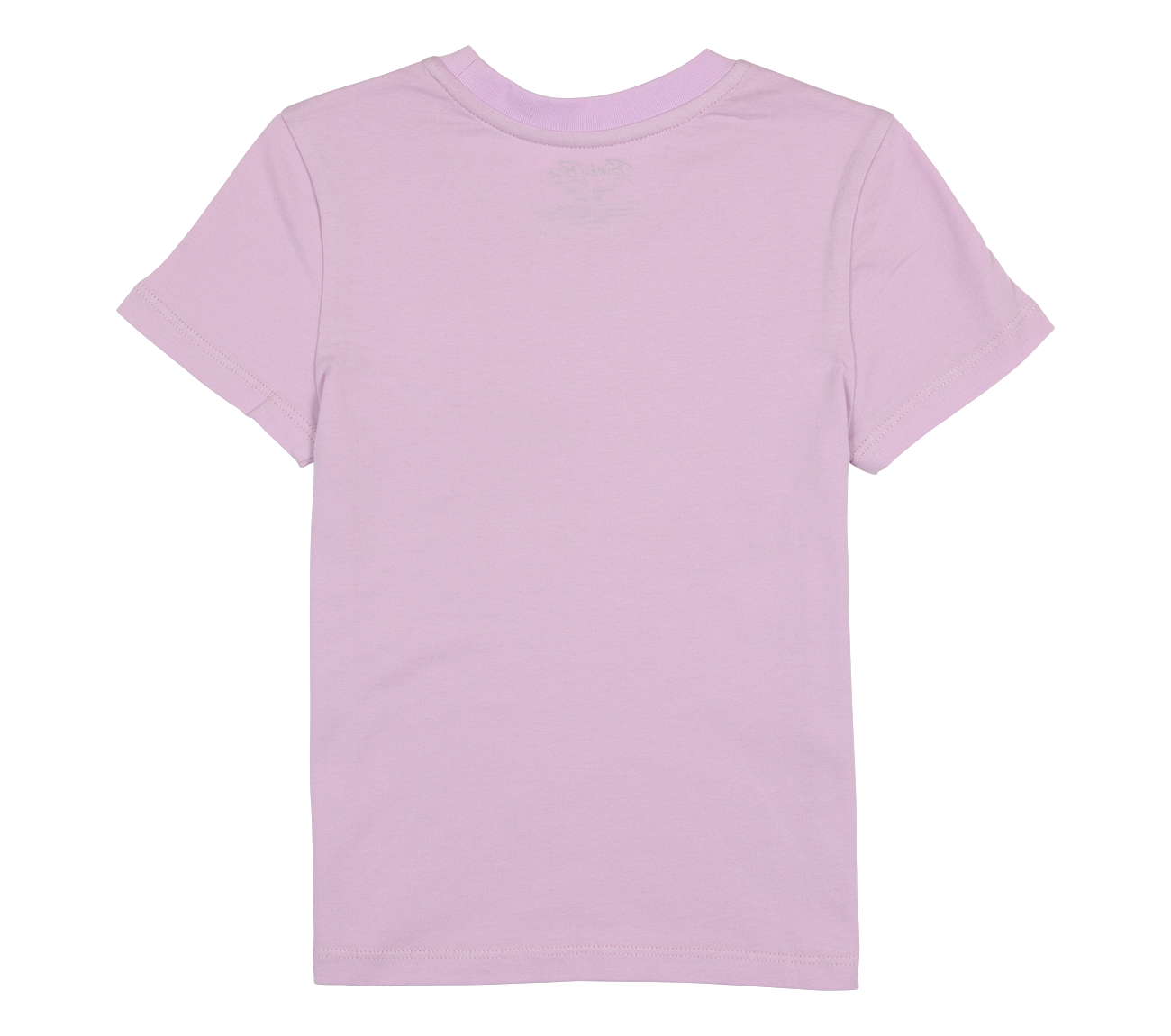 Back view of a light pink youth t-shirt featuring a simple, stylish design for kids who love surf and skate culture.