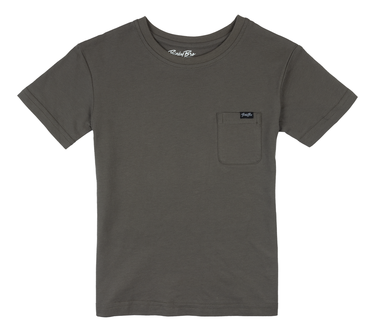 Charcoal Classic t-shirt for kids featuring a pocket and a stylish, minimalist design. Perfect for everyday wear.