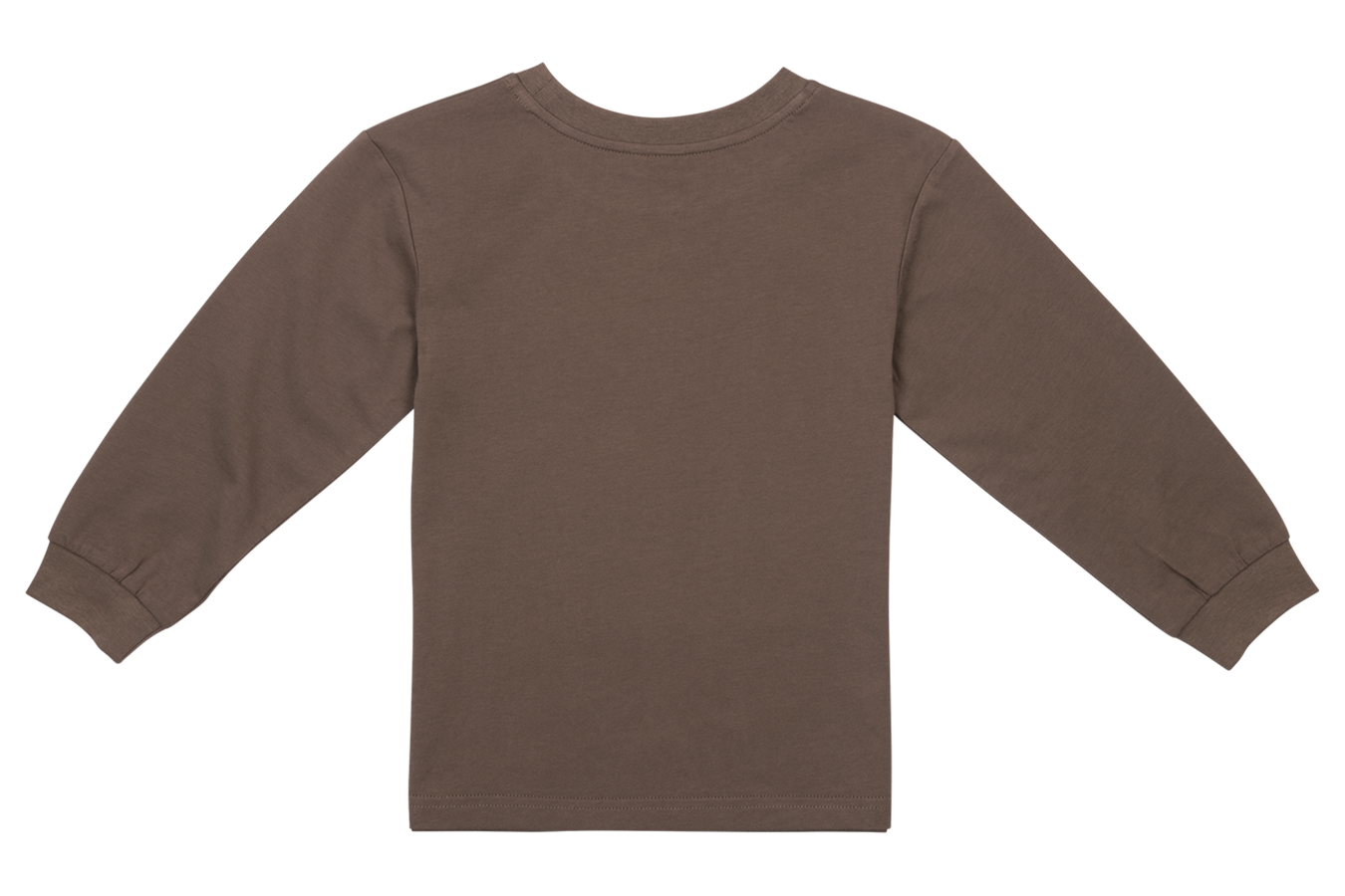 Brown long-sleeve shirt for kids, featuring a simple and stylish design, perfect for casual wear.