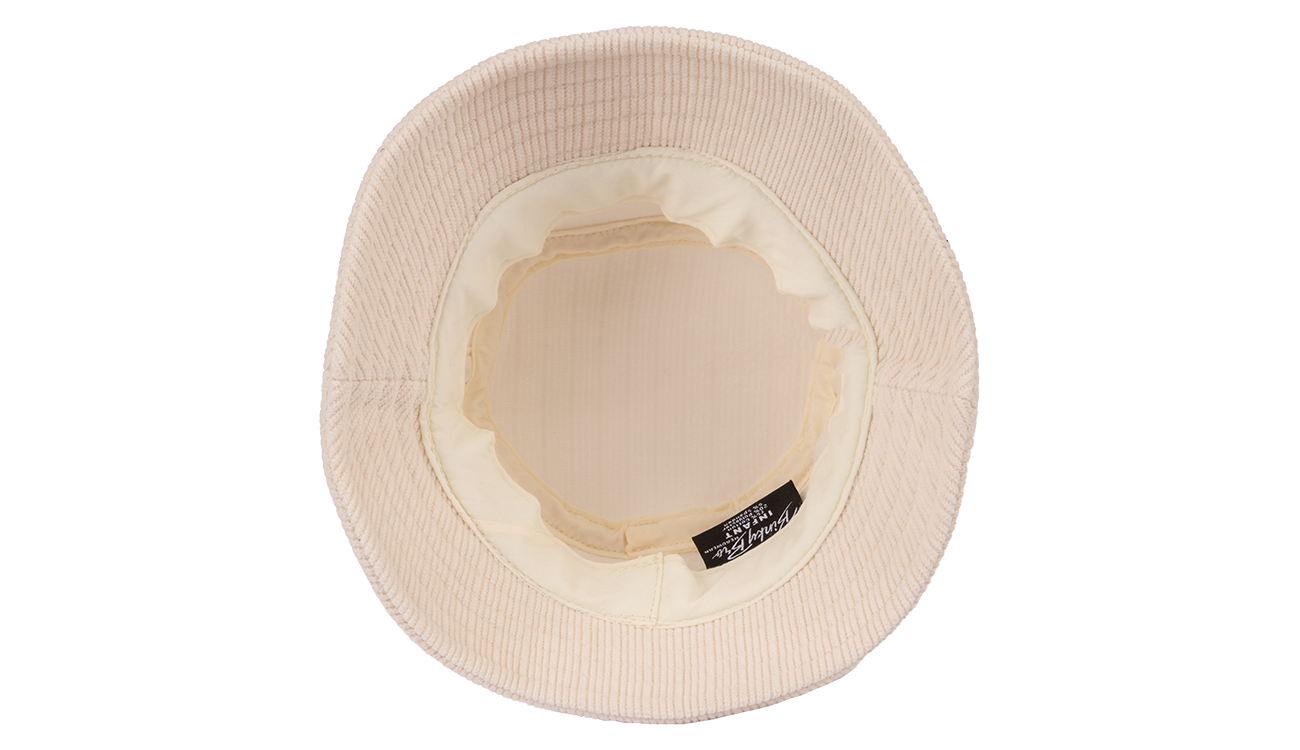 Cream cord BNKY bucket hat with a soft interior lining, designed for stylish sun protection for kids.