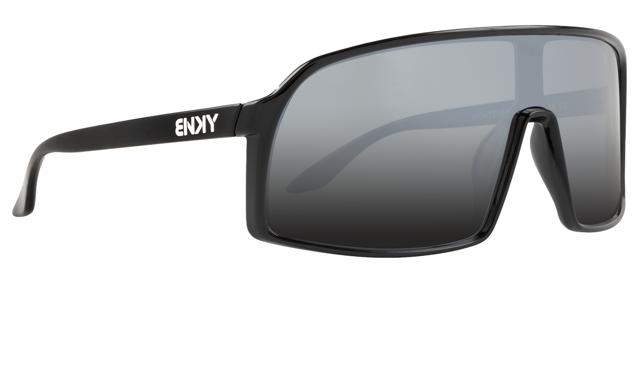 Stylish Junior Monteverde sunglasses in chrome with oversized black lenses, perfect for kids who love outdoor adventures.