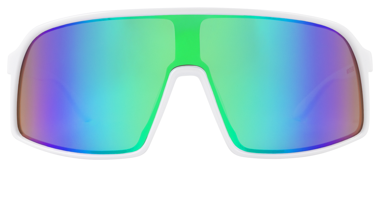 Stylish Junior Monteverde sunglasses with a large green and blue mirrored lens, perfect for kids' outdoor adventures.