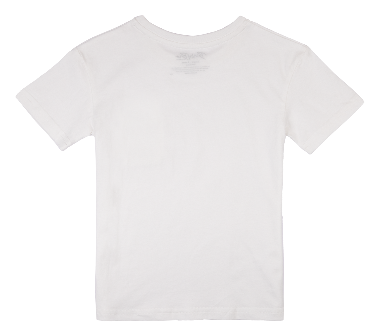 Back view of a white cream classic t-shirt for kids, featuring a simple and stylish design.
