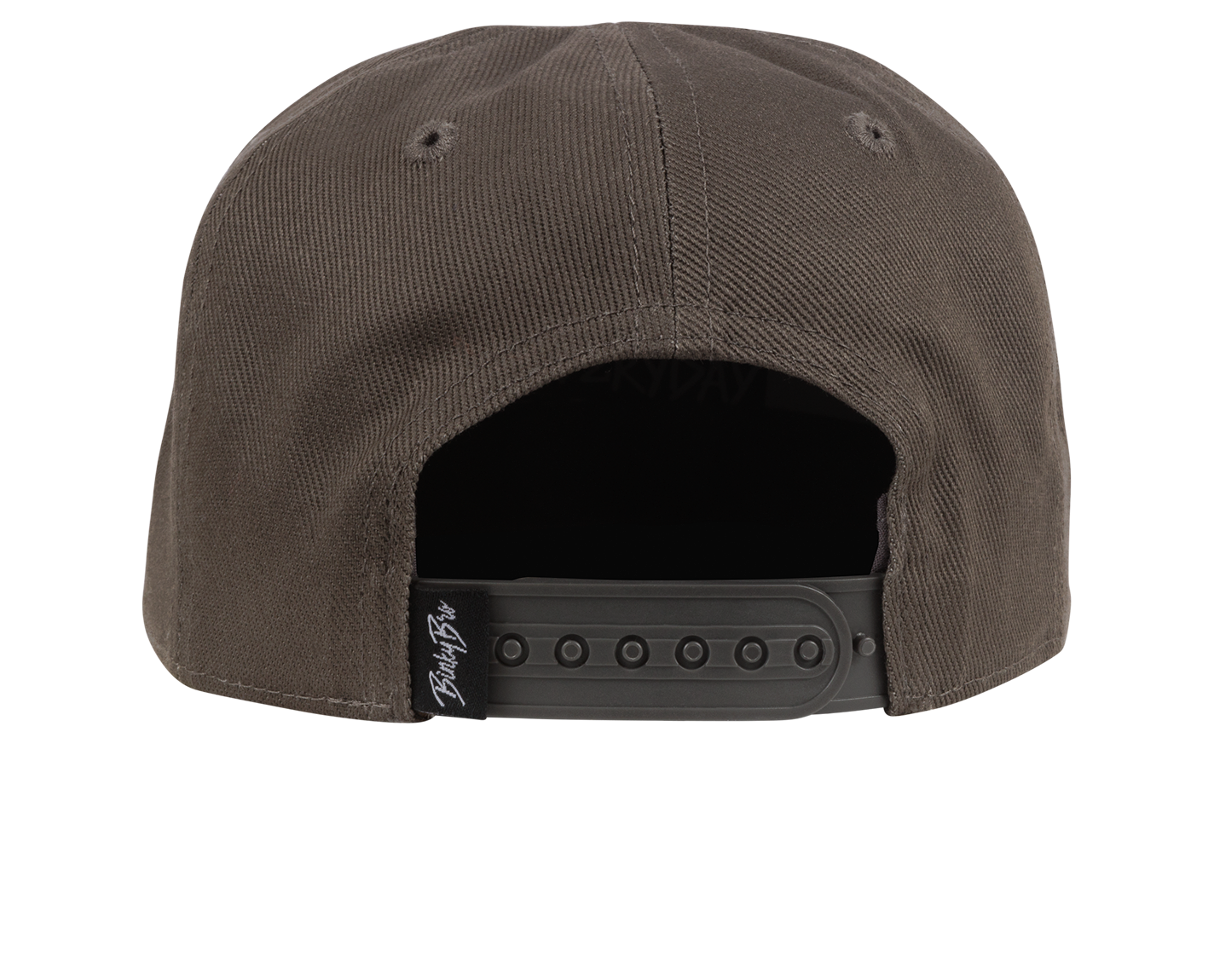 Back view of a stylish brown snapback hat with an adjustable strap, designed for kids' surf-snow-skate lifestyle.