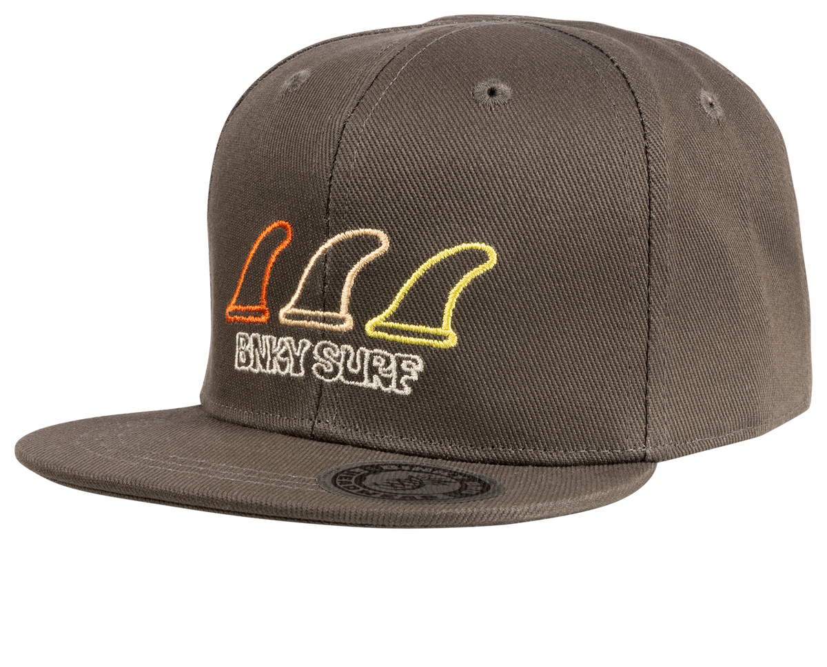 Boom Snapback Hat | Charcoal | Embroidered Surfboard Fins  display picture 2