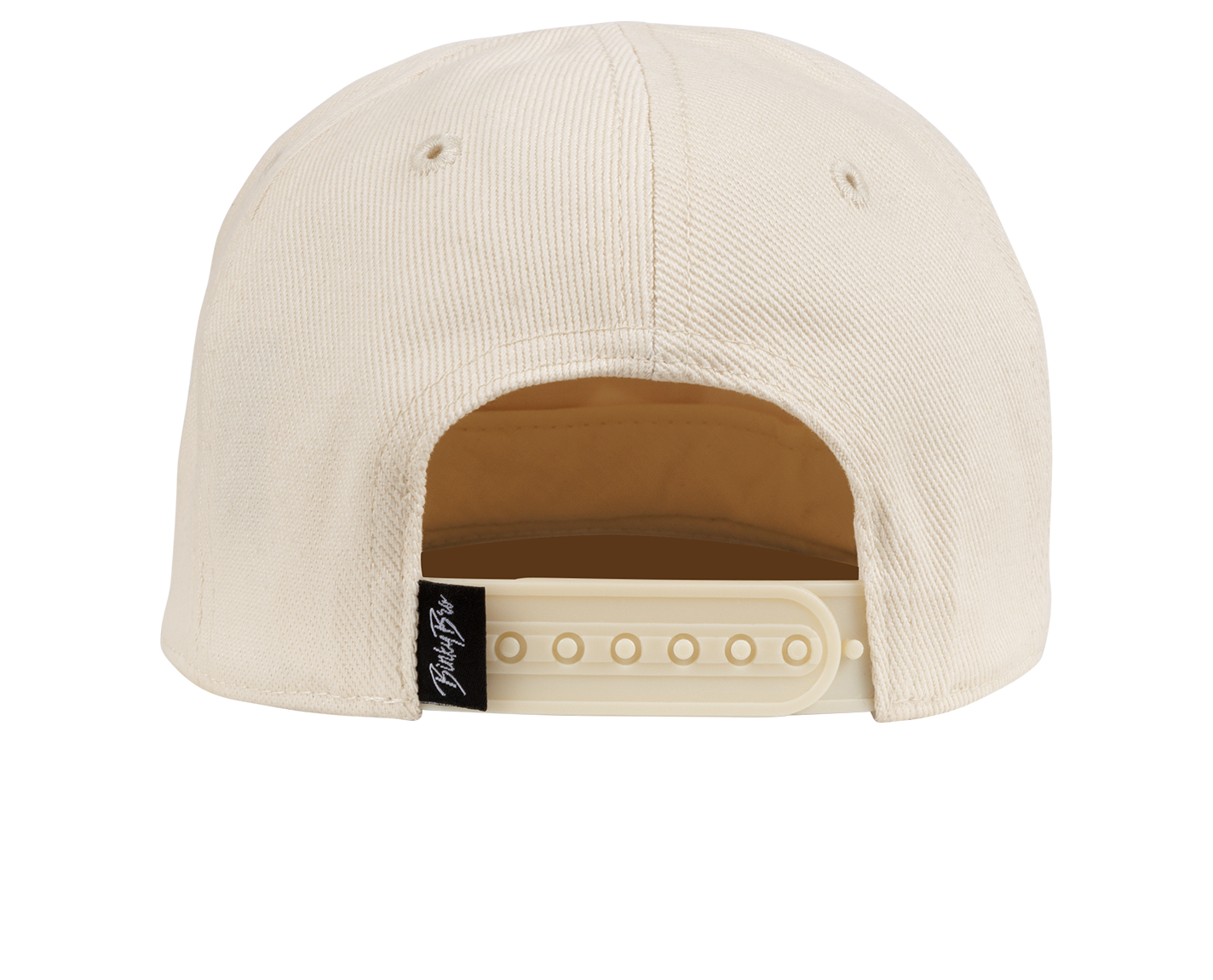 Back view of the Santana snapback hat in cream, featuring an adjustable strap and a stylish design for kids.