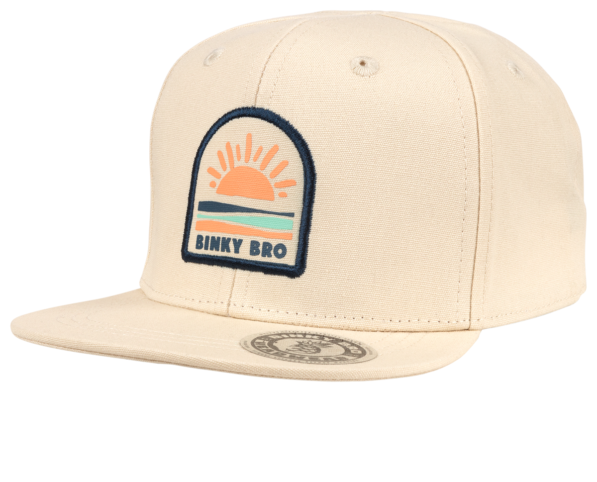 Vaquero Snapback Hat | Beige | BinkyBro Sunset Logo | 100% Cotton