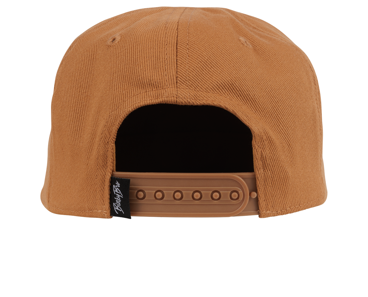 Back view of a brown snapback hat from BinkyBro, featuring an adjustable strap and stylish design for kids.