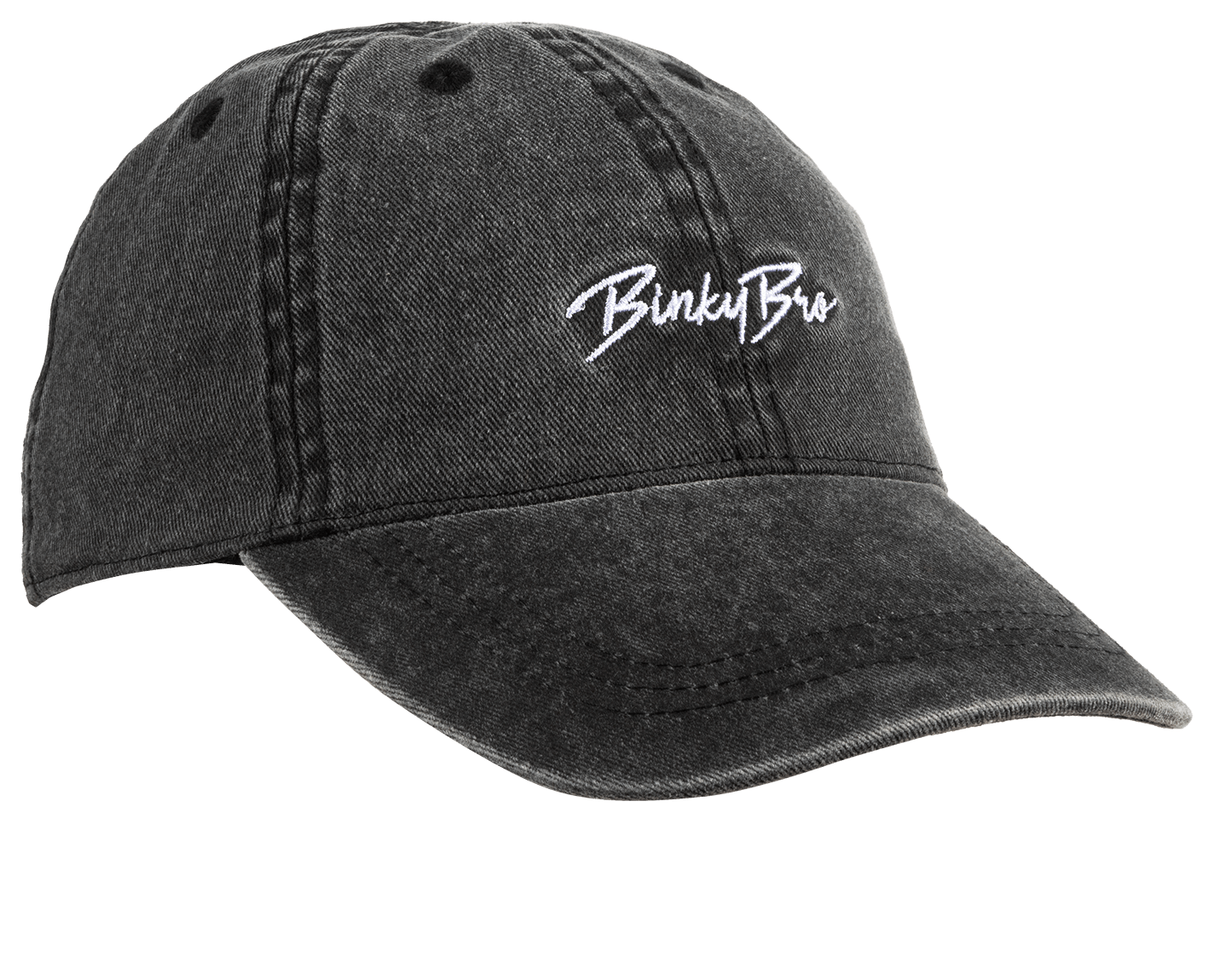 Stylish black cap with BinkyBro logo, perfect for infants and toddlers, embodying a surf-snow-skate lifestyle.