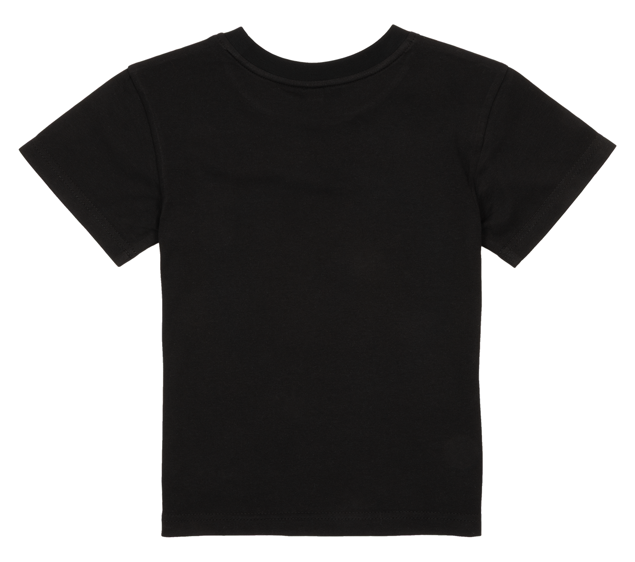 Black children's t-shirt featuring a simple design, perfect for stylish, casual wear for kids. Ideal for everyday adventures.