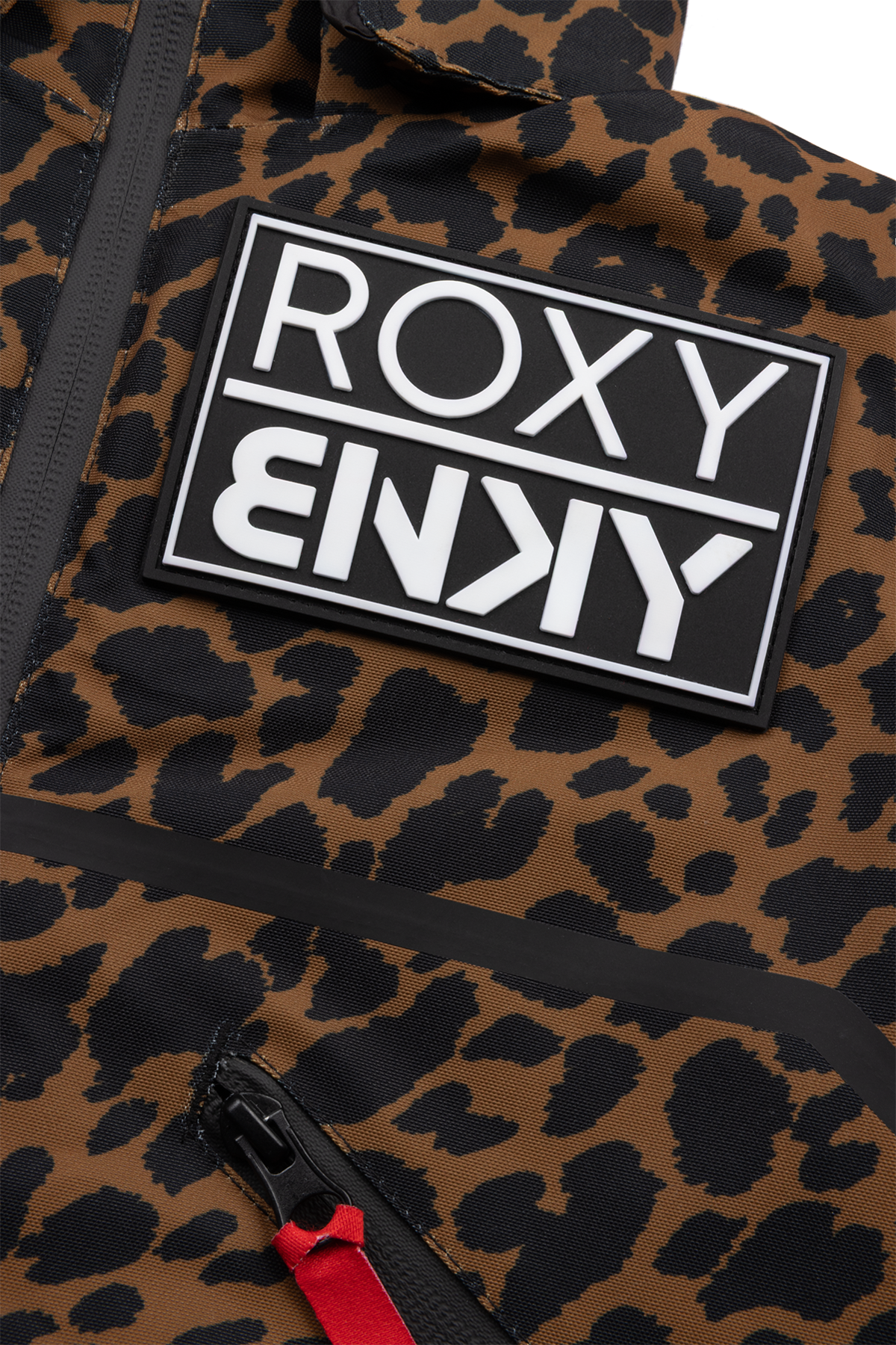 Stylish Roxy Cheetah jacket featuring a bold leopard print and a prominent logo patch, perfect for active youth.