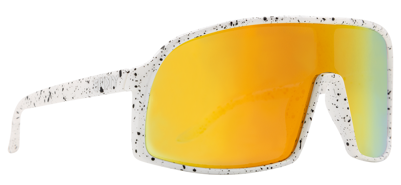Stylish Junior Monteverde sunglasses in Payson White with a speckled design and reflective orange lenses for kids.