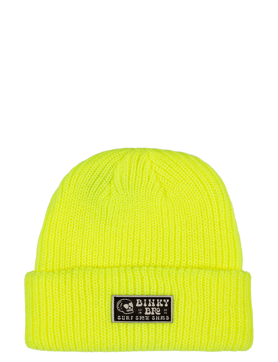 Crypt Fish Neon Yellow Beanie | 100% Acrylic | 5 Sizes | BinkyBro