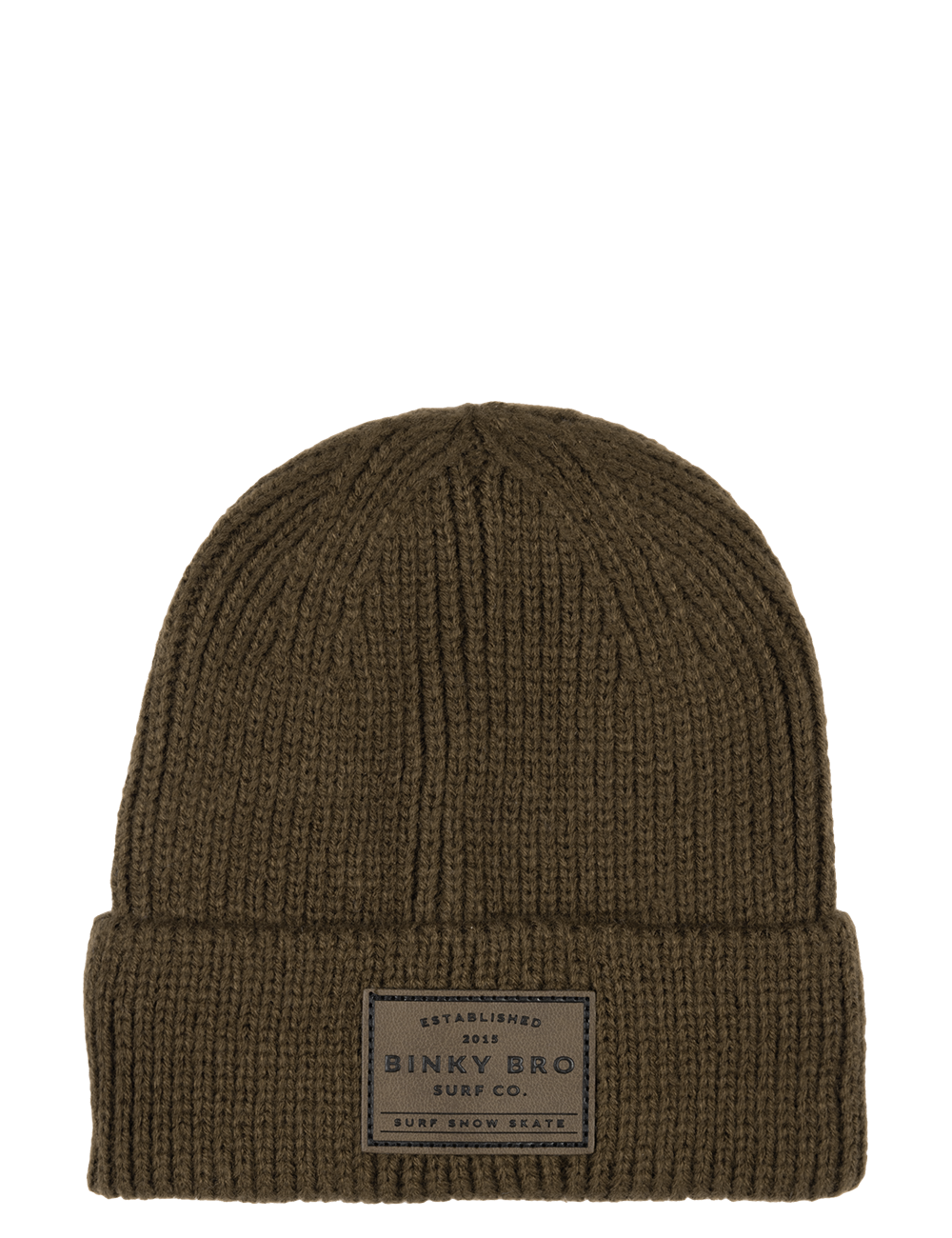 Stylish Valley Brown beanie with a ribbed texture and a branded patch, perfect for kids' surf-snow-skate lifestyle.