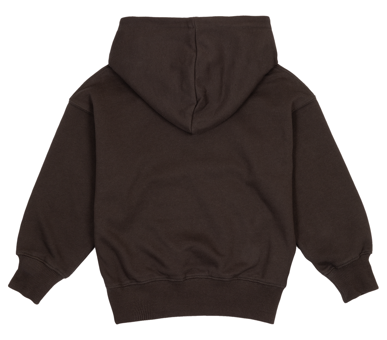 Back view of a black diamond hoodie for kids, featuring a cozy hood and ribbed cuffs, perfect for stylish layering.
