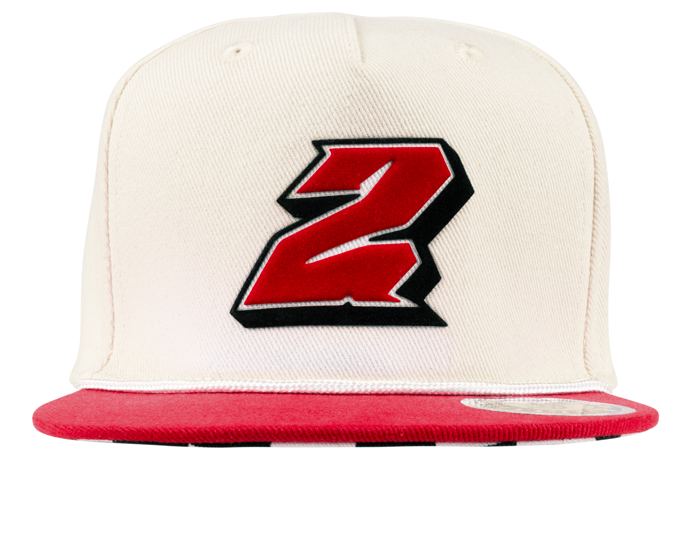 Stylish snapback hat featuring a bold red number 2 on a white crown and red visor, perfect for kids' active lifestyles.