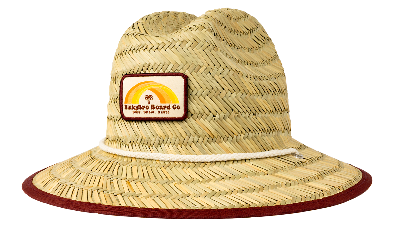 Stylish straw sun hat with a wide brim and a logo patch, perfect for infants and toddlers. Ideal for outdoor adventures.