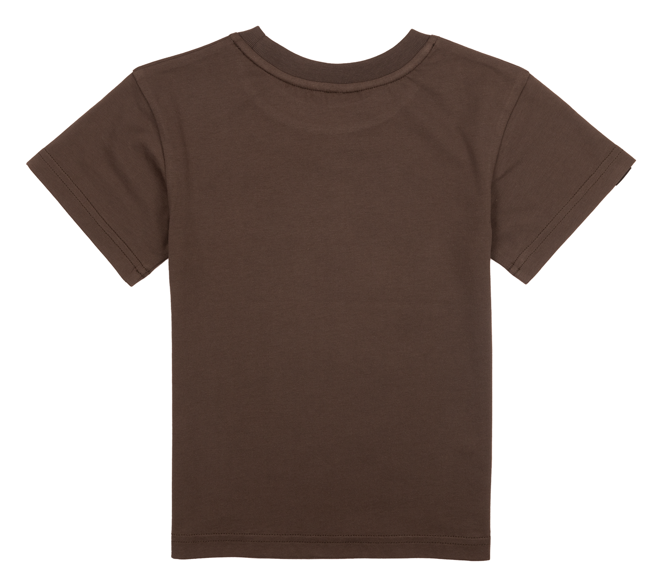 Brown short-sleeve t-shirt designed for kids, featuring a simple and stylish back view, perfect for a surf-inspired look.