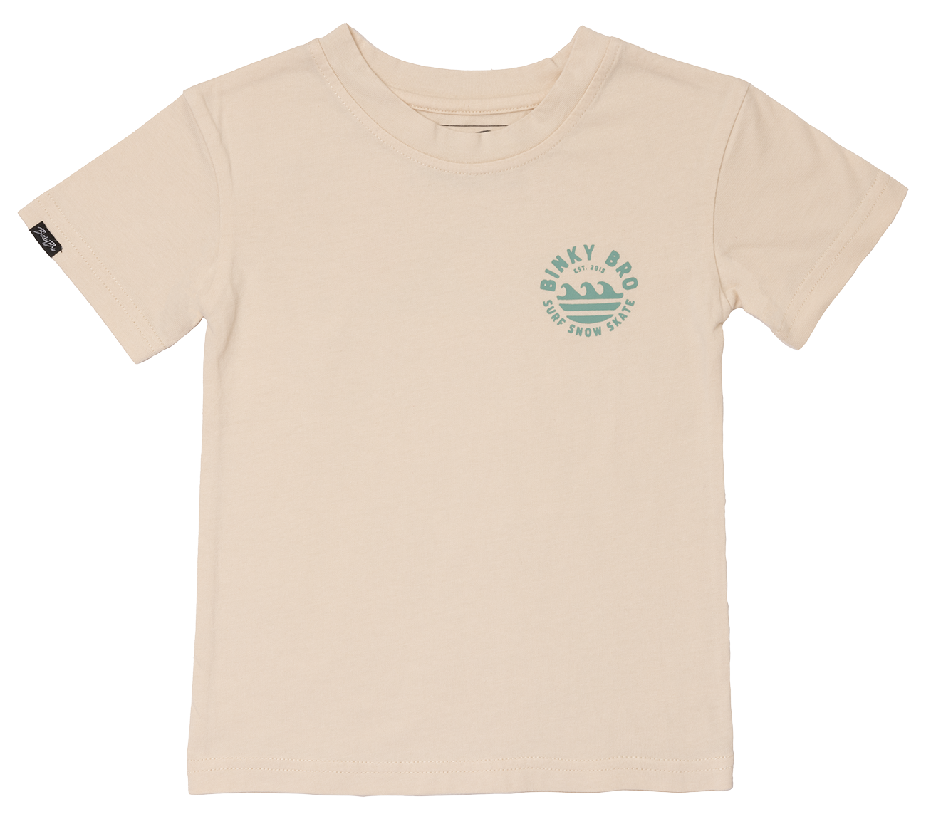Light beige Siberut T-Shirt featuring a subtle logo print, designed for infants and toddlers with a stylish surf-snow-skate vibe.