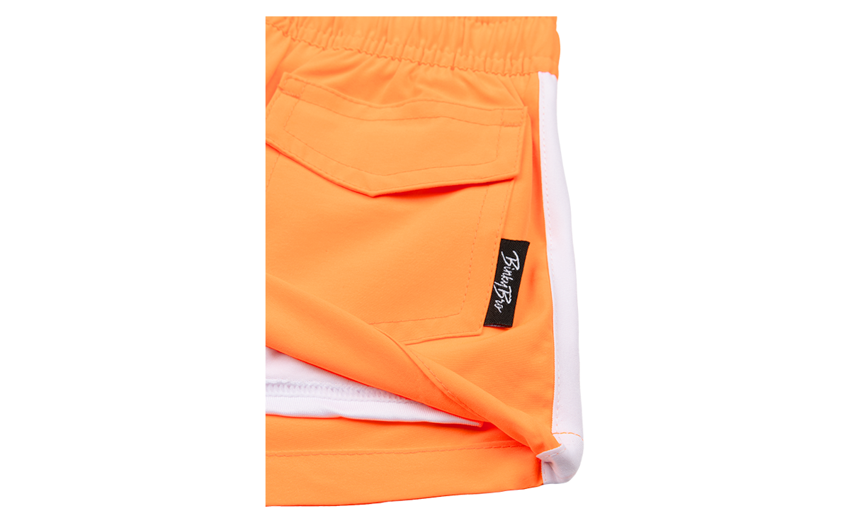 Stylish Blaze Amber shorts featuring an elastic waistband and side pockets, perfect for active kids.