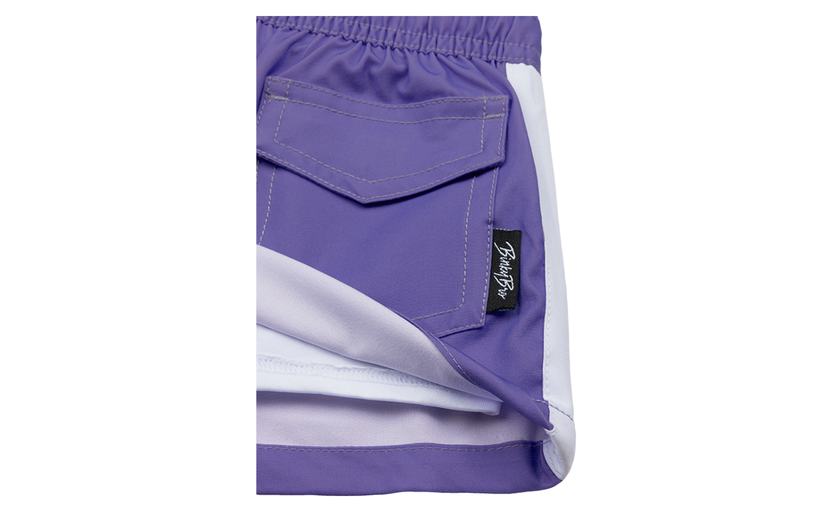 Stylish Blaze Purple shorts featuring a pocket and a comfortable elastic waistband for kids' active play.