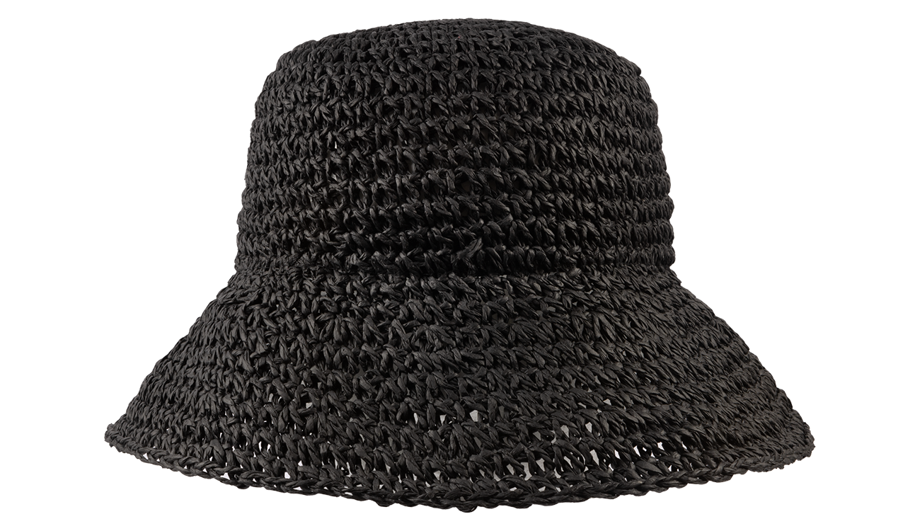Stylish black woven sunhat with a wide brim, perfect for infants and toddlers, offering sun protection and comfort.