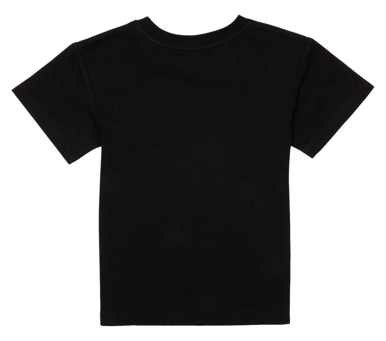 Black children's t-shirt featuring a simple design, perfect for stylish and active kids. Ideal for everyday wear.