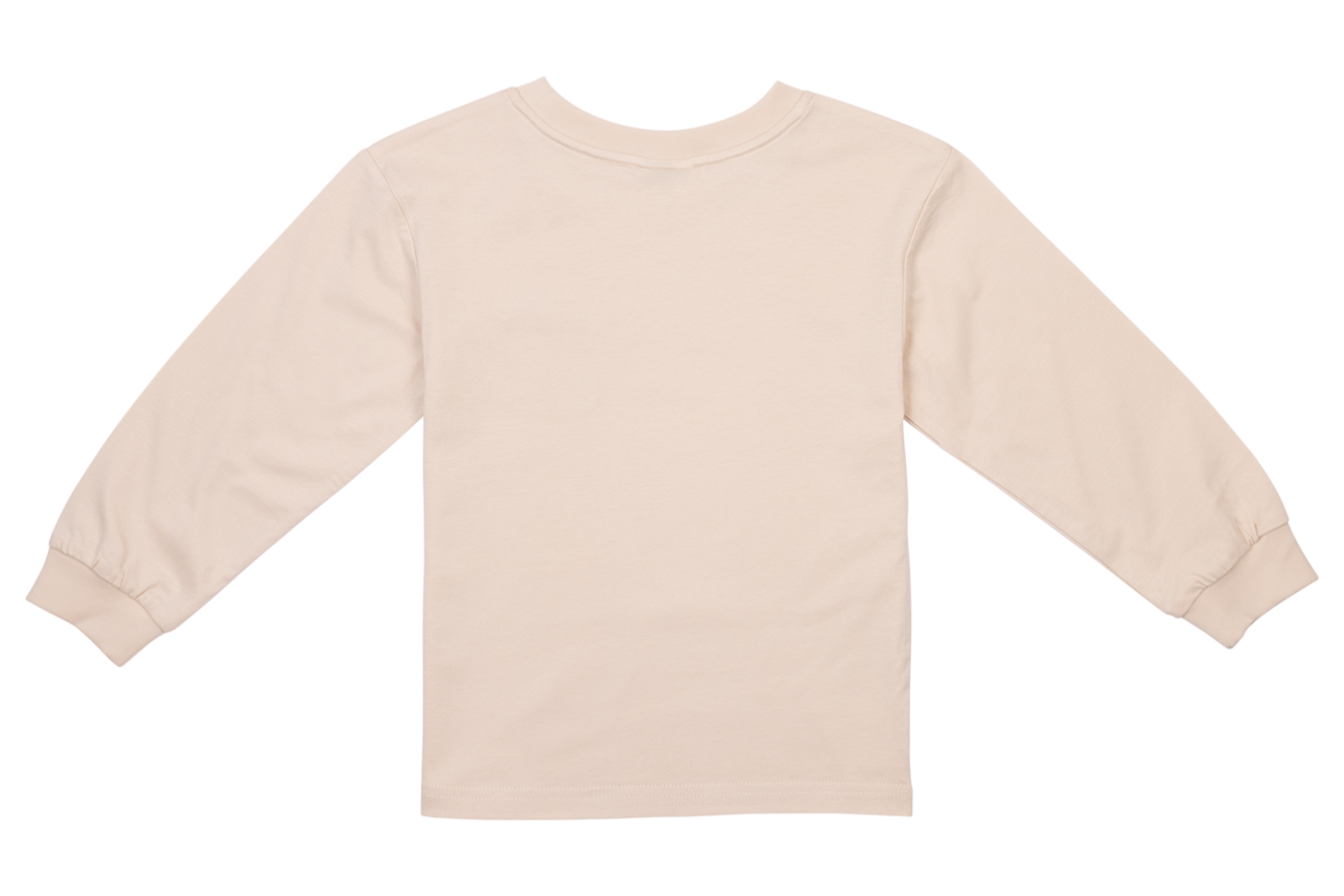 Beige long sleeve shirt for kids, featuring a simple design and comfortable fit, perfect for layering in any season.