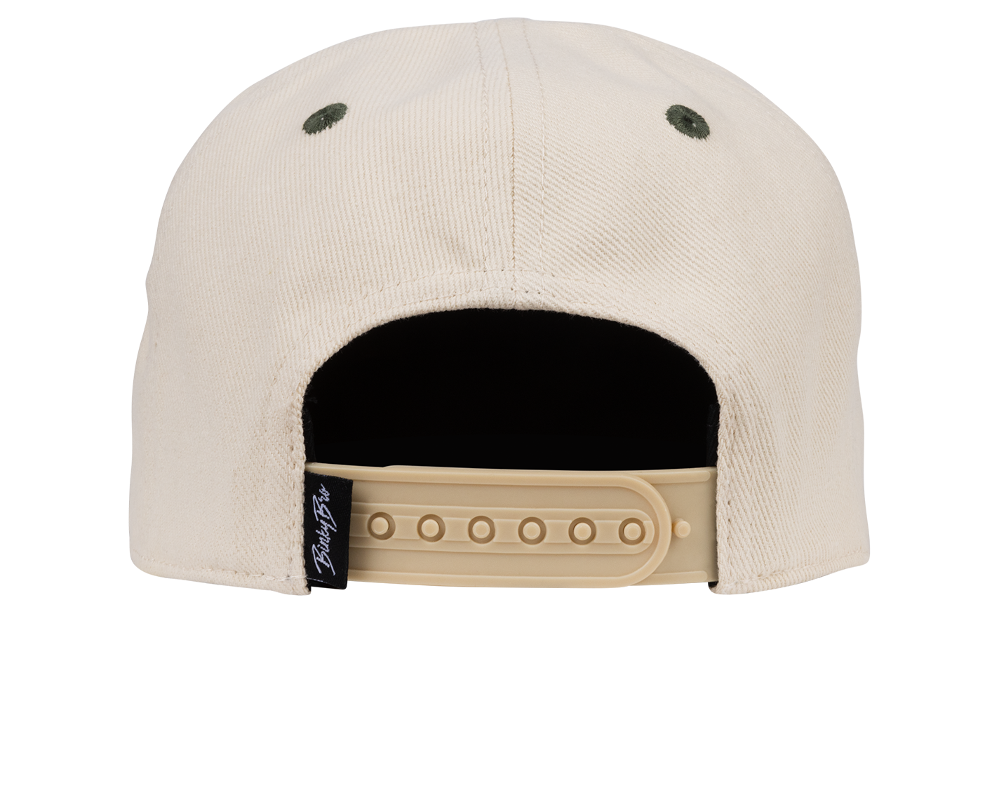 Back view of the Fletch snapback hat in cream with an adjustable strap, designed for stylish kids' outdoor wear.