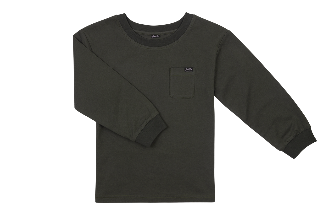 Stylish green long sleeve shirt featuring a chest pocket, perfect for infants and toddlers. Ideal for casual wear.