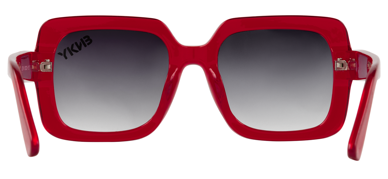 Bold red oversized sunglasses with gradient lenses, perfect for a stylish summer look. Ideal for kids and youth.