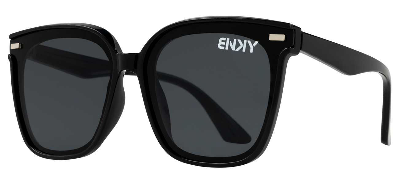 Stylish black sunglasses with a bold square frame and dark lenses, perfect for a trendy look. Ideal for outdoor adventures.
