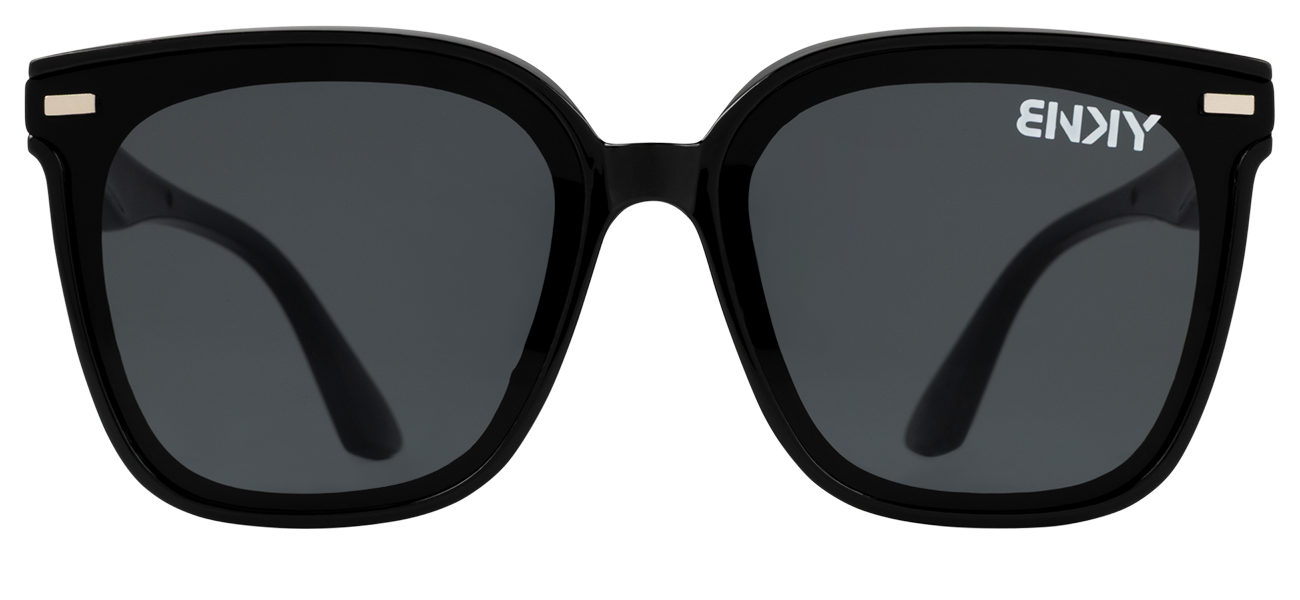 Stylish black sunglasses with a bold frame and dark lenses, perfect for a trendy look on sunny days.