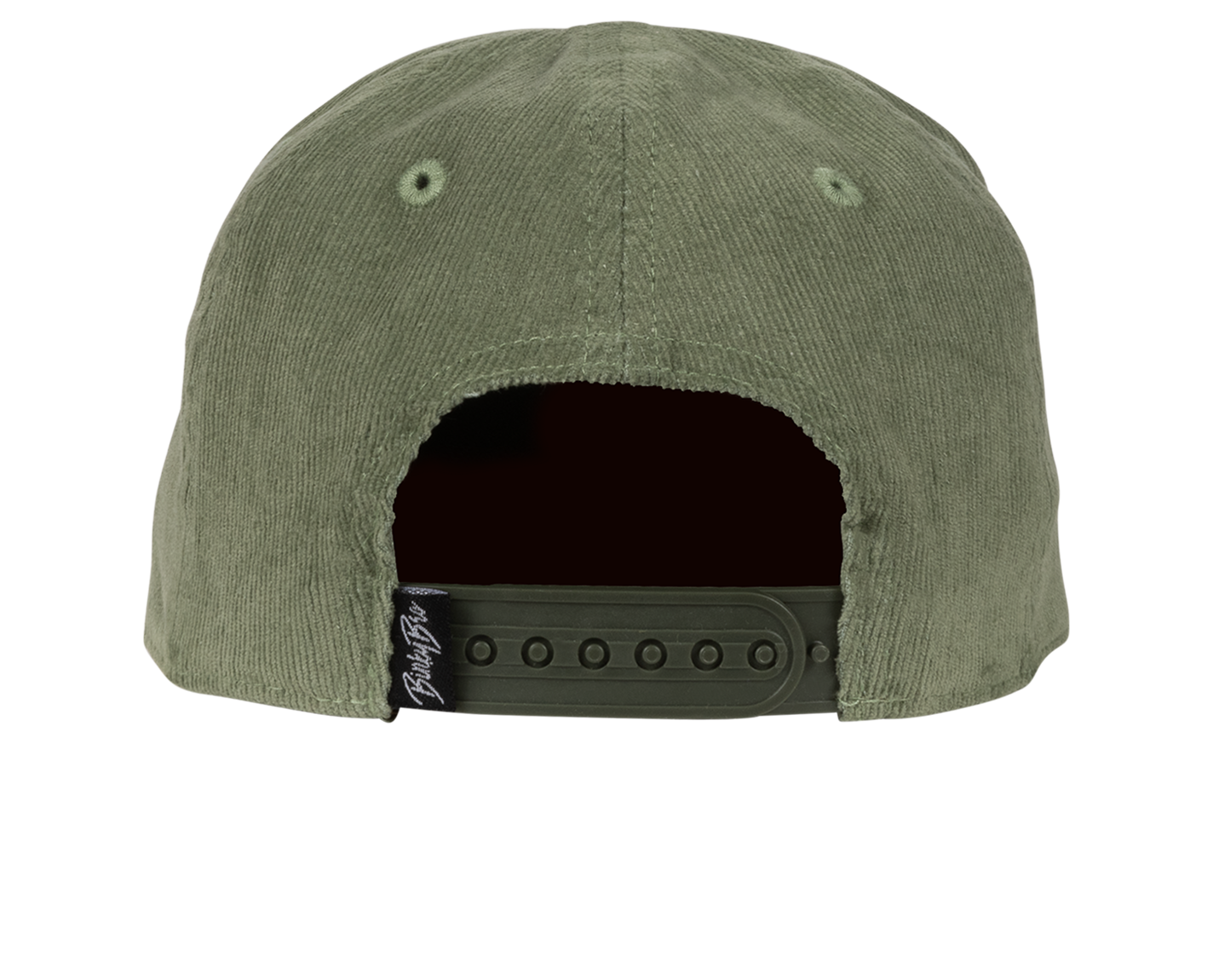 Back view of a green corduroy snapback hat from BinkyBro, designed for infants and toddlers with a stylish, outdoor vibe.