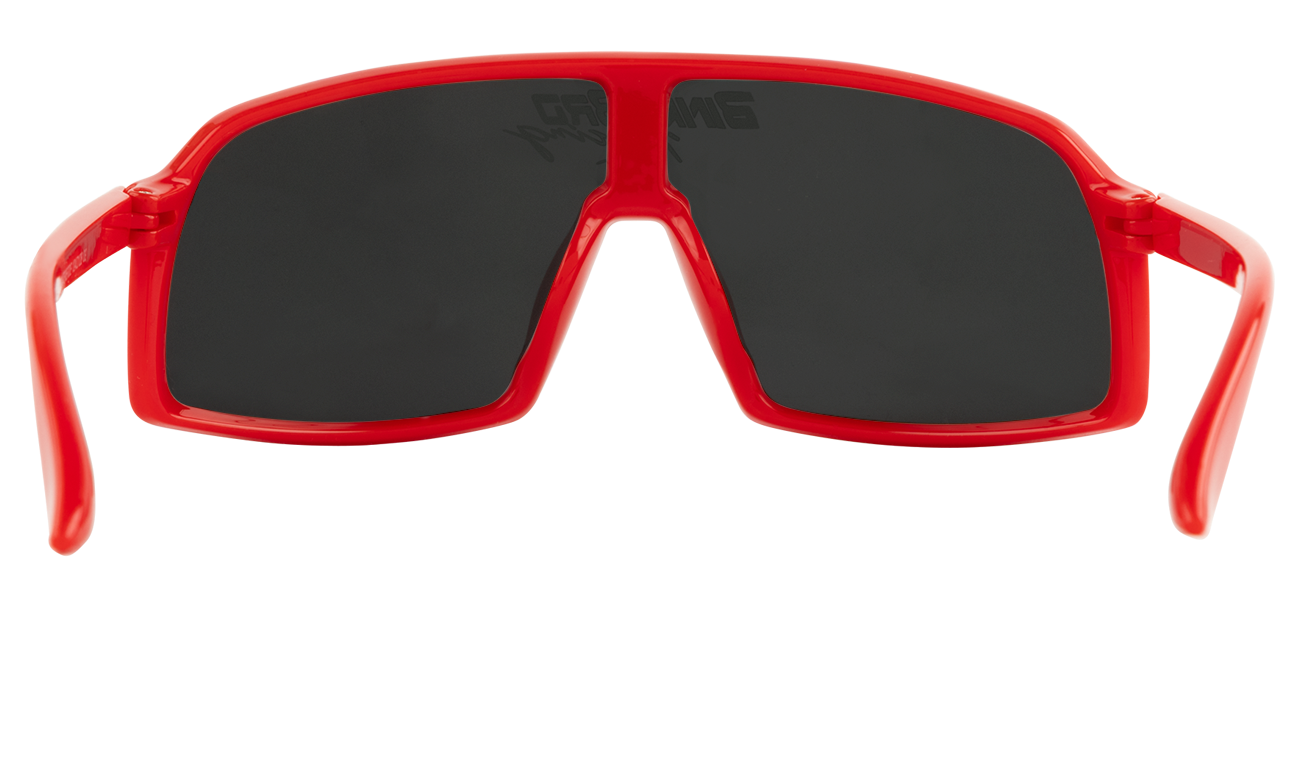 Junior Monteverde Racing sunglasses in crimson red with large black lenses, designed for stylish youth outdoor activities.