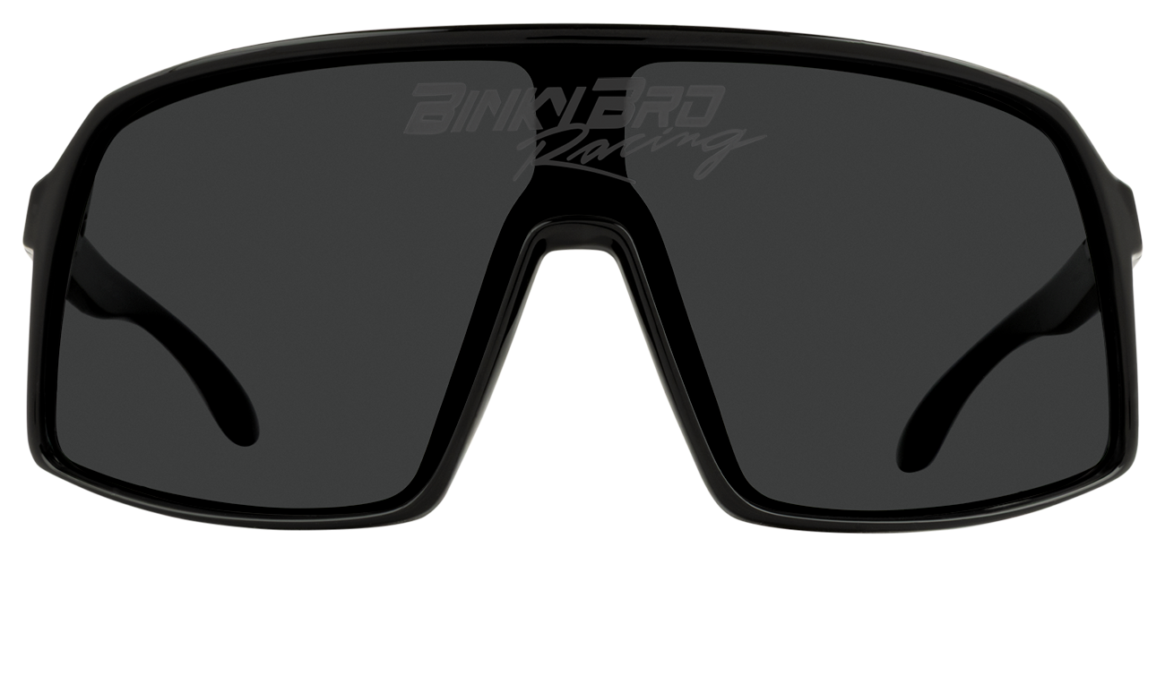 Sleek black Monteverde Racing sunglasses featuring a bold wraparound design and dark lenses for optimal sun protection.