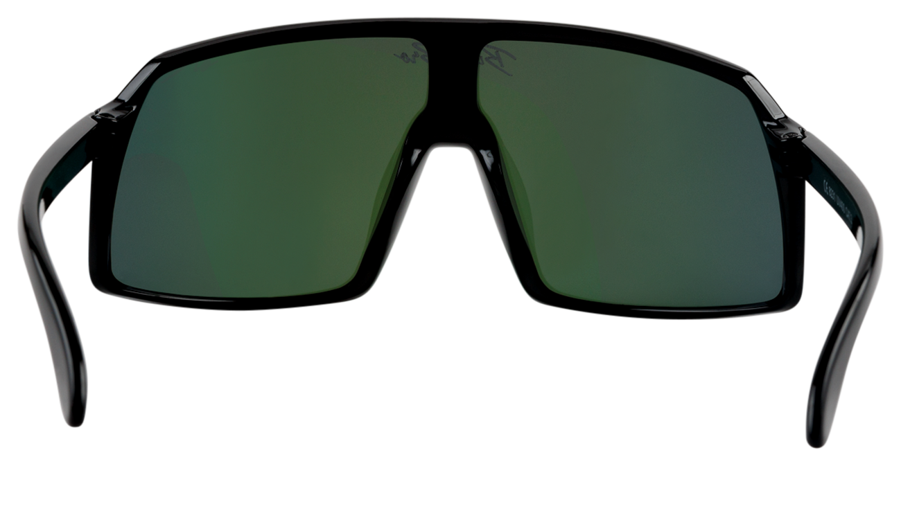 Stylish Monteverde sunglasses in purple with a sleek black frame and green-tinted lenses, perfect for outdoor adventures.