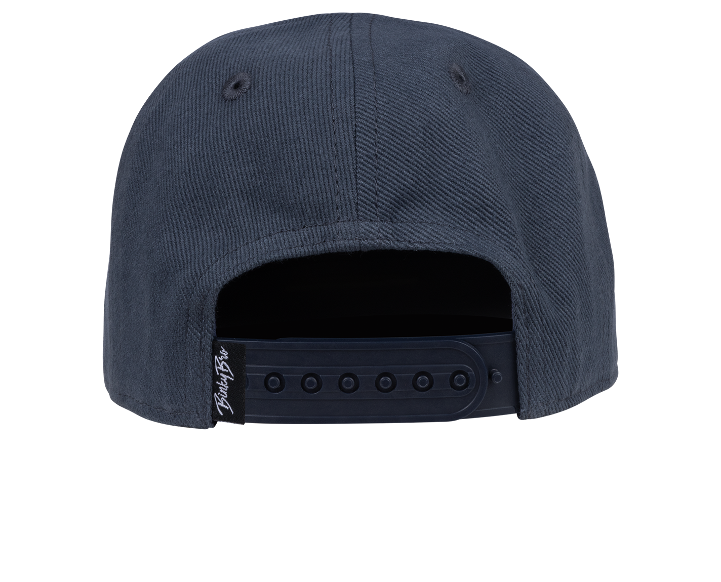 Navy snapback hat from Quik x BinkyBro featuring an adjustable strap and a stylish, minimalist design.