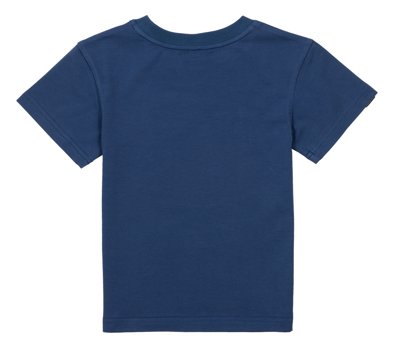Navy blue short-sleeve t-shirt for kids, featuring a classic crew neck and a simple, stylish design.