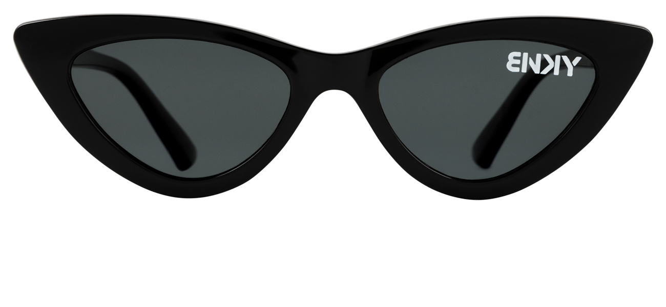 Stylish black cat-eye sunglasses with dark lenses, featuring a bold design perfect for trendy youth and kids.