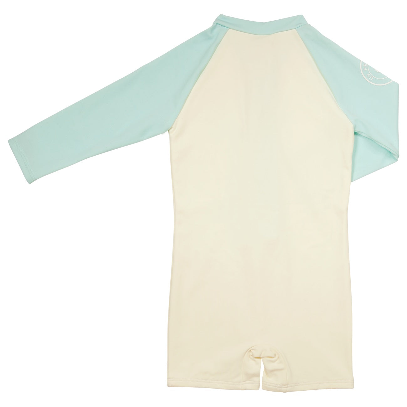 Mojave Blue long pool rash guard featuring a light blue top and cream body, designed for sun protection and comfort.