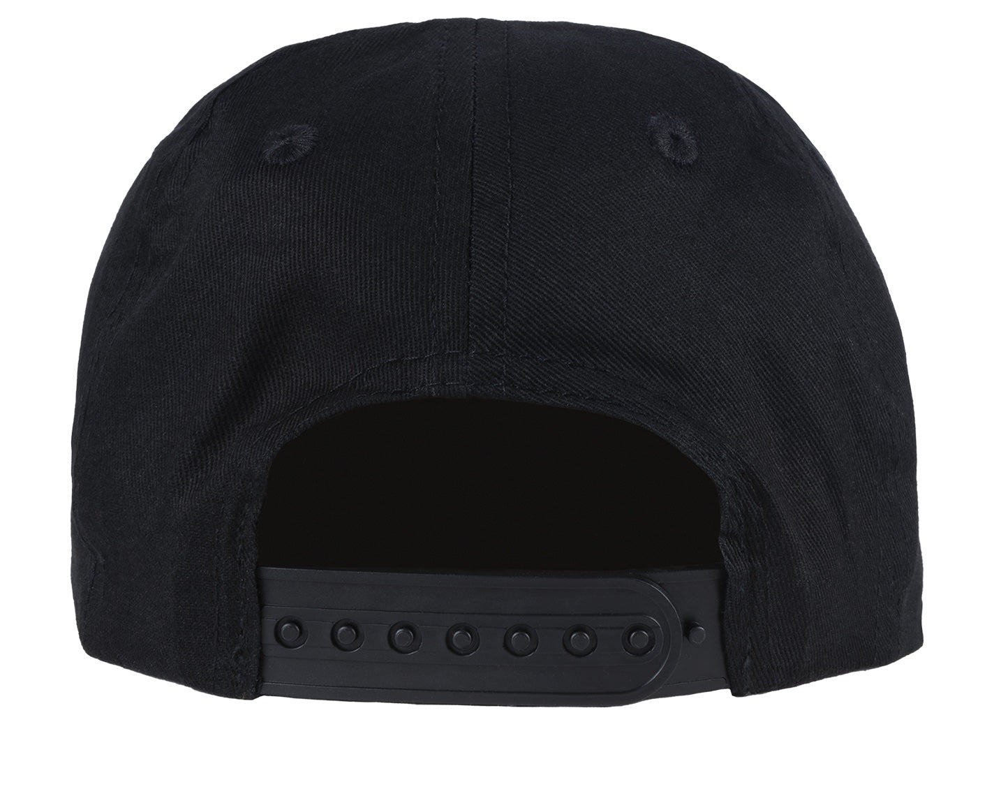 Back view of the San Clemente 2.0 snapback hat featuring a sleek black design and adjustable strap for a custom fit.