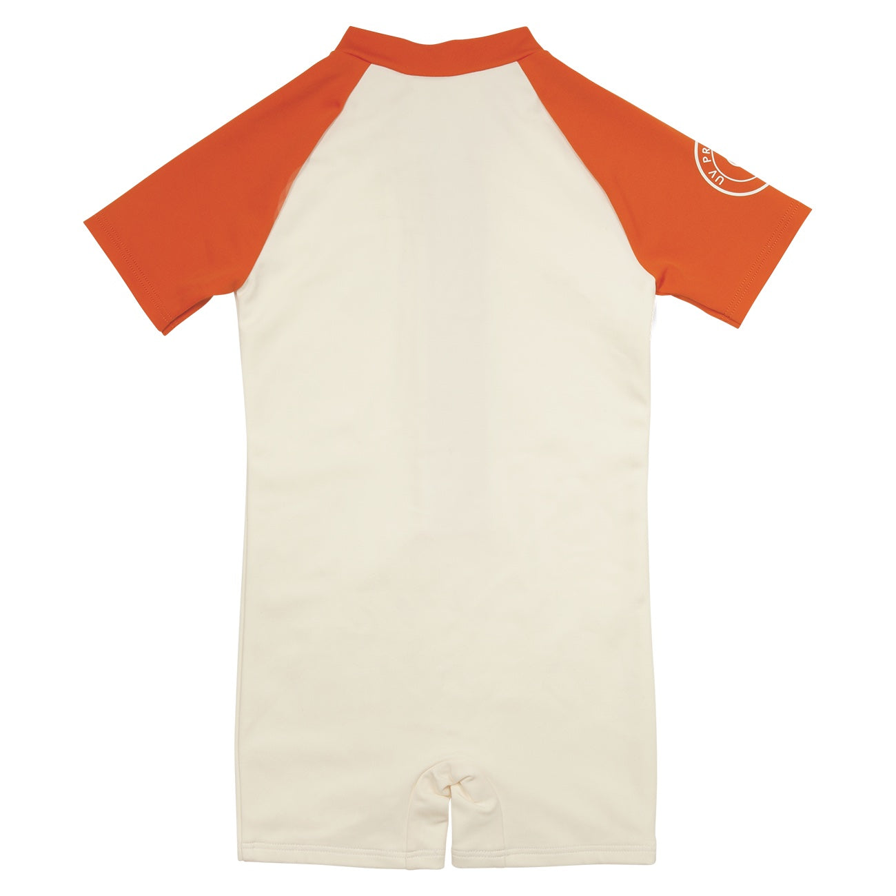 Mojave Orange Short Pool Rash Guard featuring a cream body and vibrant orange sleeves, designed for sun protection and comfort.