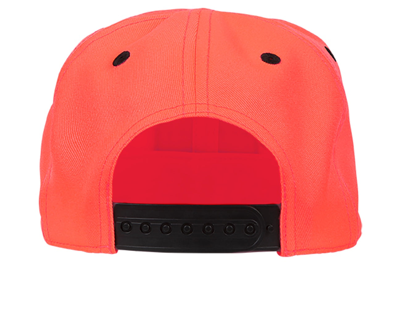 Bright neon orange snapback hat featuring a black adjustable strap at the back, perfect for kids' active lifestyles.