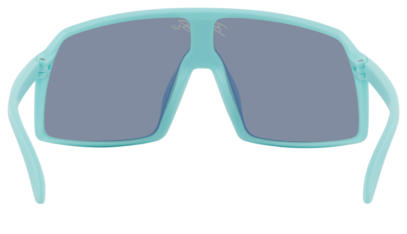 Teal Monteverde sunglasses featuring a bold frame and mirrored lenses, perfect for stylish sun protection.