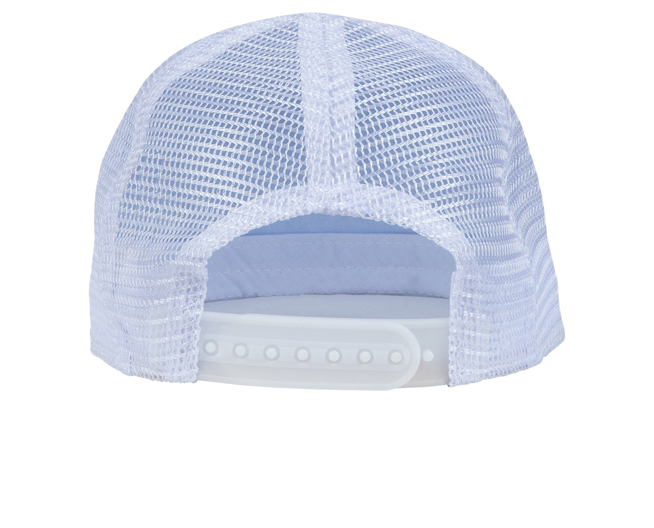 Back view of the Huntington snapback hat featuring a breathable mesh design and adjustable strap for a comfortable fit.