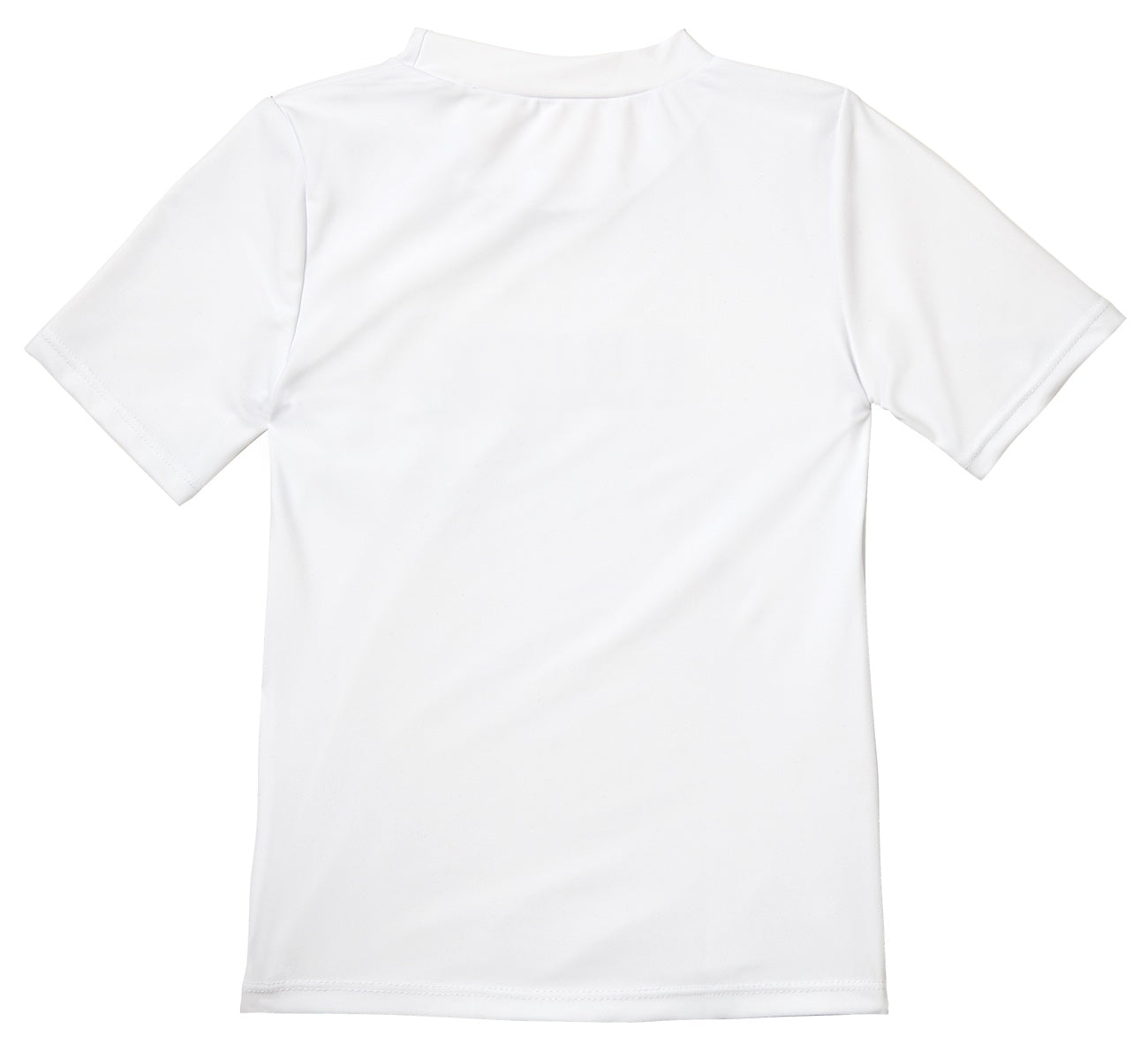 Back view of a plain white short-sleeve shirt designed for kids, ideal for active outdoor play.