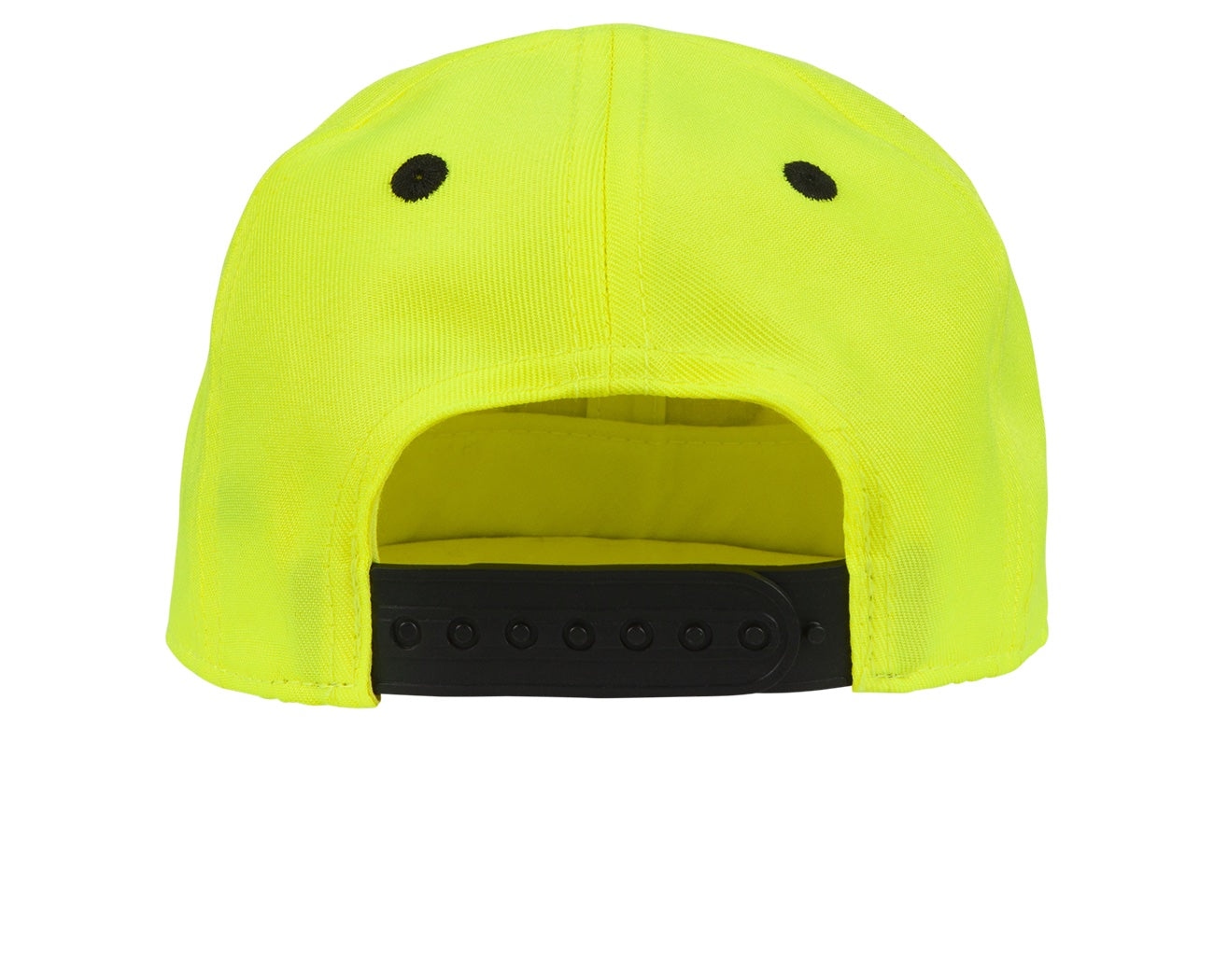 Bright yellow snapback hat with a black adjustable strap at the back, designed for kids' stylish outdoor wear.